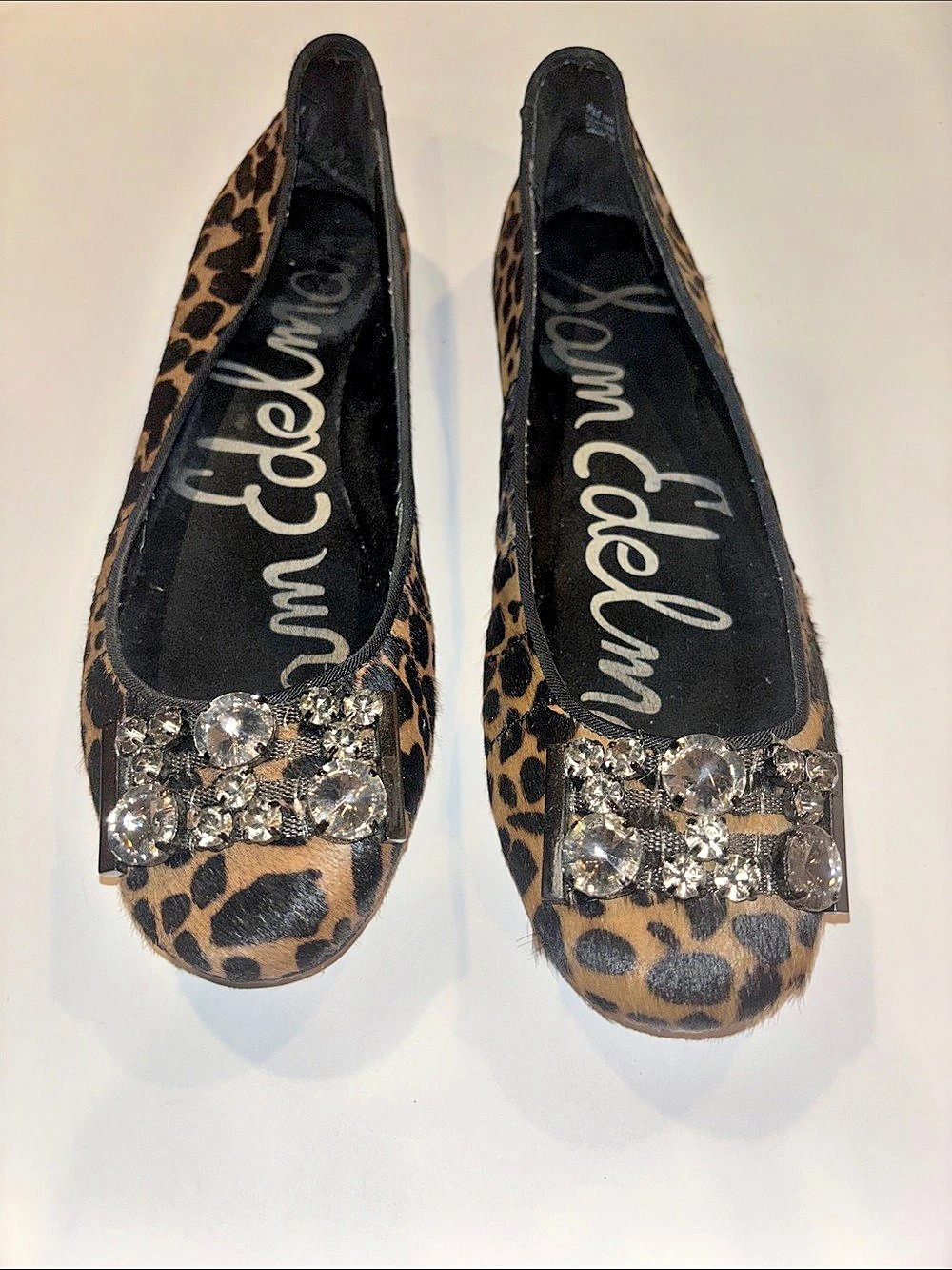 Sam Edelman Caper Leopard Print real calf hair/fur, Embellished Flats US 9M